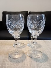 Webb Corbett “Rolleston” Cut Crystal 6.5”  Wine Glasses Etched Signed Set of 4