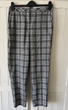 Topshop Black & White Dogtooth Check Smart Tapered Leg Trousers UK 10
