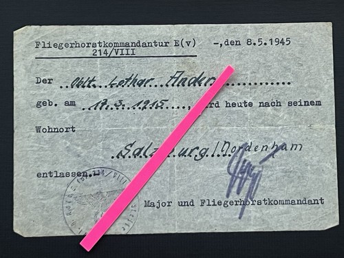 German luftwaffe document - german,