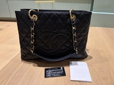 CHANEL GST Black Leather