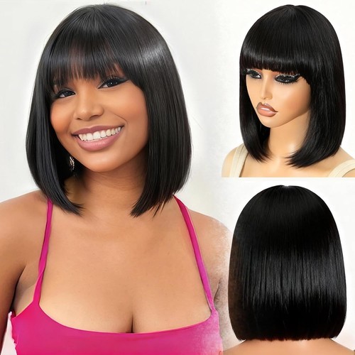 Straight short bob wig with - straight,