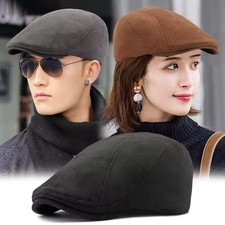 Women Men Suede Hat Fashion Beret Newsboy Hat Casual Gatsby Flat Visor Cap Warm