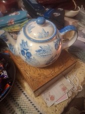 CUTE SMALL TEAPOT  BLUE & OFF