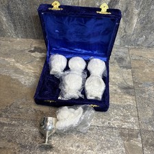 Silver Plated Mini Goblets – Set of 6 Brandy Liqueur Glasses in Case – Retro egg