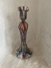  Rare Many Hued Swirling Candle Stick Possibly Murano End of Day Slag Glass 