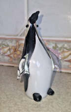 Large Glass Penguin Ornament, Quirky Paperweight 16cm tall vgc