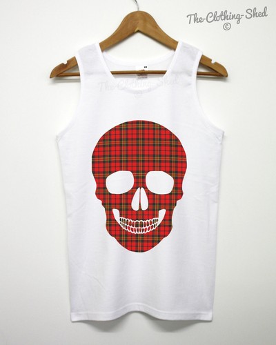 Tartan skull vest - tartan, red