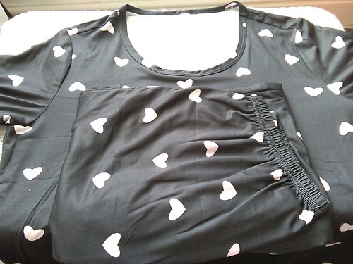 Ladies pyjamas black - black, short