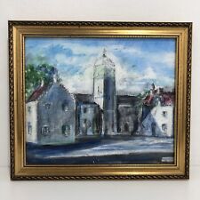 English Town Street Scene Impressionist Oil Painting