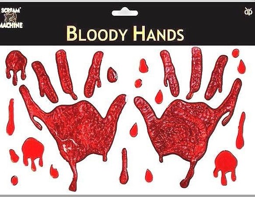 Halloween bloody hands window - halloween,