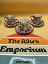 Geishaware 3 Tea Cups Saucers Hand Painted Japanese Geisha Girls Tea Set