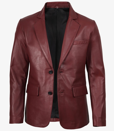 Men burgundy genuine leather - burgundy,