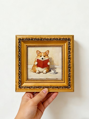 Fluffy corgi dog - fluffy, reading