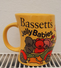 Vintage Bassett's Jelly Babies Mug.Yellow.Curved Wobbly Shape.Retro 1990's.
