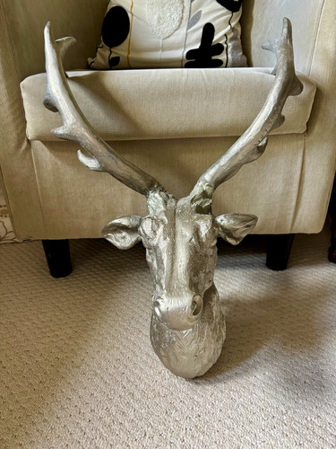 Silver metal stag deer - metal,