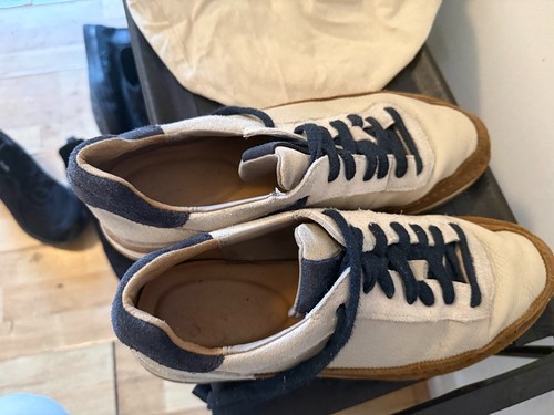 Clarks cream navy blue suede - clarks,