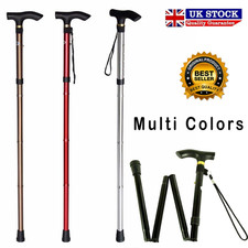Adjustable Metal Walking Stick Cane Pole Compact Retractable Travel Hiking Cane