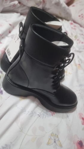 Black chunky lace up ankle - chunky, lace-up