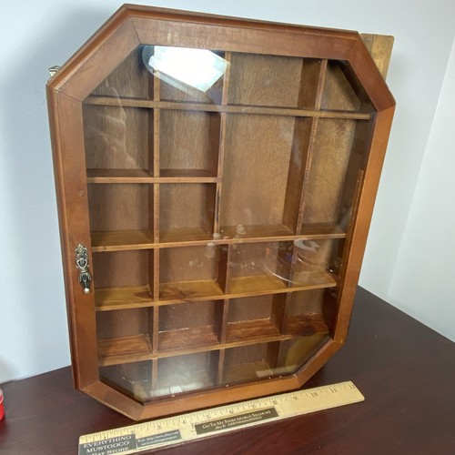 Vintage octagon wood glass - wood,