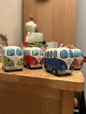 VW Camper Van Egg Cups Set of 4 Vintage Blue Orange Red Green
