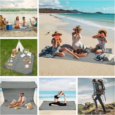 Beach Blanket Pocket Blanket, Beach Mat 150 * 180 cm for 2-4 Adults, Waterproof