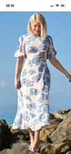M&S HOLLY WILLOUGHBY FLORAL ROUND NECK Midaxi Tea Dress Size 10
