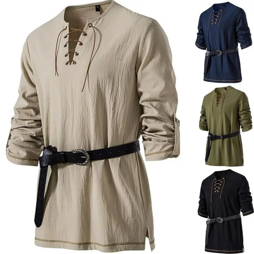 Men medieval lace tunic - lace, up