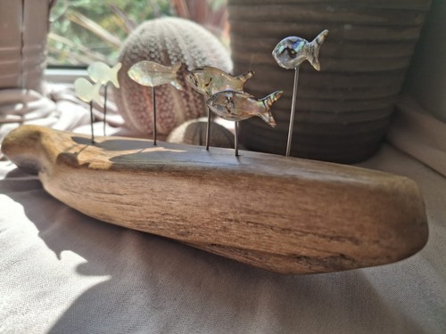 Handmade driftwood and fish