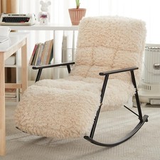 Upholstered Glider Rocker Chair with armrests, side pockets soft fabric