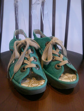 Fly London Ylva Leather Sandals Womens teal Platform Wedge  size 5