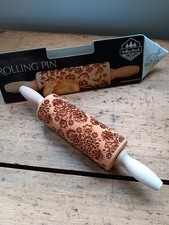 Wooden Embossing Patterned Rolling Pin Used Once