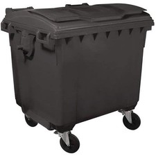 1100L Grey Wheelie Bin Outdoor