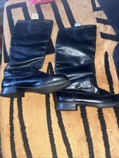 Vintage High Boots Soviet Army OFFICERS Leather Size 8(42 Euro)uniform USSR