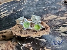Sterling silver stud star earrings inset with Peridot