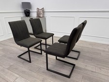 Furniture Village Grigio Set of 4 Grey Charcoal Faux Suede Dining Chairs