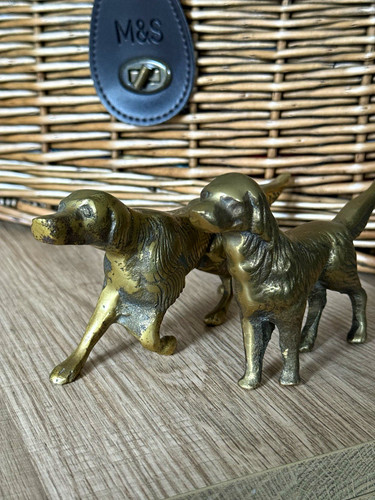 Brass dog figurines statues - brass,