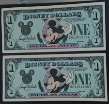 USA DISNEY DOLLARS _ CONSECUTIVE $1 BILLS _ 1989 _ EF
