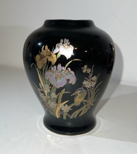 Black floral cloisonné style - black,