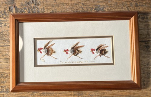 Framed watercolour chicken - framed,