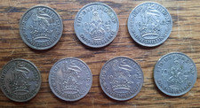 7 1940's one shilling coins pre 1946