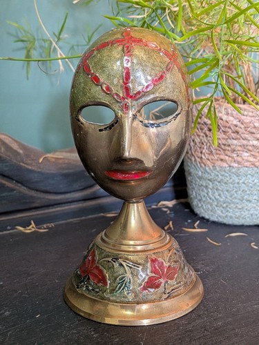 Vintage brass mask stand - brass,
