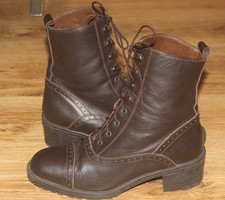 SAXONE Brown Leather Victorian Style Lace Up Ankle Boots Size 5