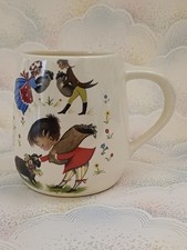 Brixham Pottery Mug Vintage 70s Baa Baa Black Sheep Nursery Rhyme Cup 9cm Tall