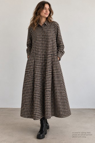 Monki gingham check maxi shirt - check,