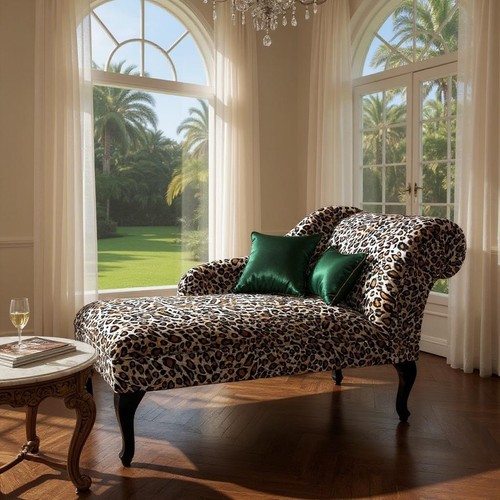 Upholstered leopard chaise - upholstered,