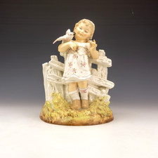 Antique Gerbruder Heubach - German Porcelain Girl Figurine Vase