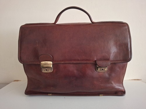 Texier brown leather briefcase - brown,