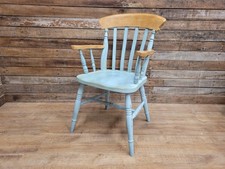 Vintage Country House Antique Waxed Distressed Painted Lath Back Carver Chair