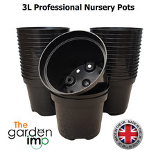 3L Plant Pots Black Plastic Strong Round Commercial Growing Pot Litre