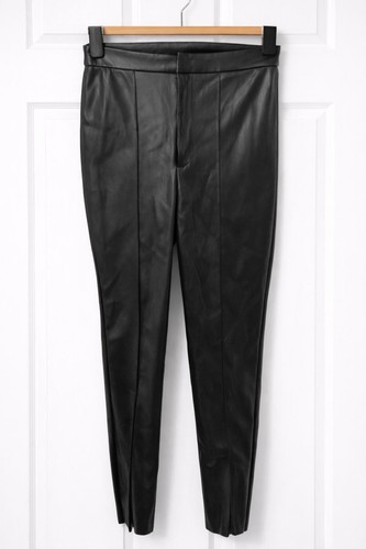 Black faux leather trousers - black,